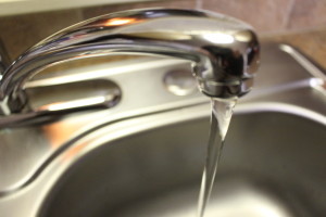 Water runs from the tap that tested at 428 ppb in a Lititz Borough home. Photo by Lynn Rebuck/LititzDailyNews.com