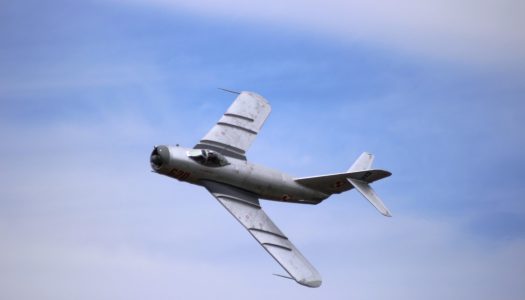 Rescued MiG Streaks across Lititz Sky