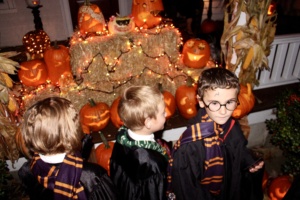 Children dressed as Harry Potter and friends trick-or-treat on Front Street in Lititz, PA. Photo by Lynn Rebuck/LititzDailyNews.com