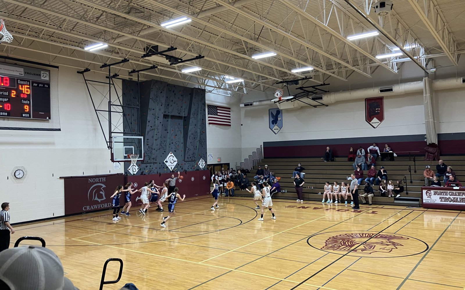 High school basketball game in a gym