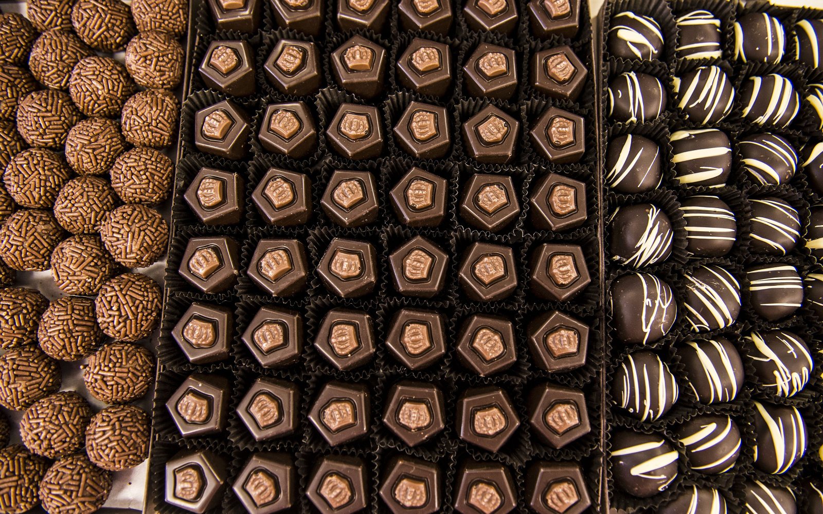 Assorted chocolates on display