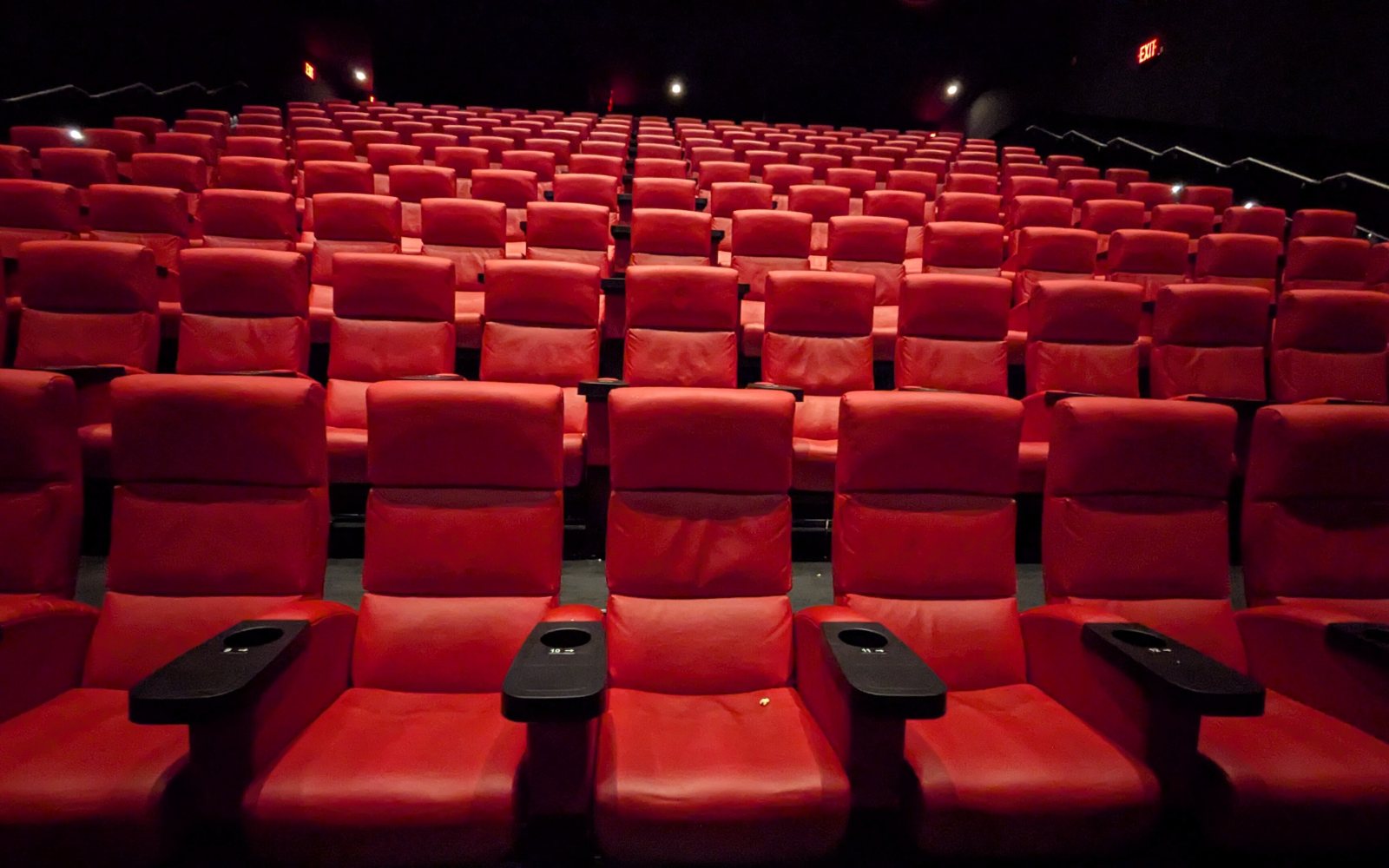 Rows of seats in a movie theater
