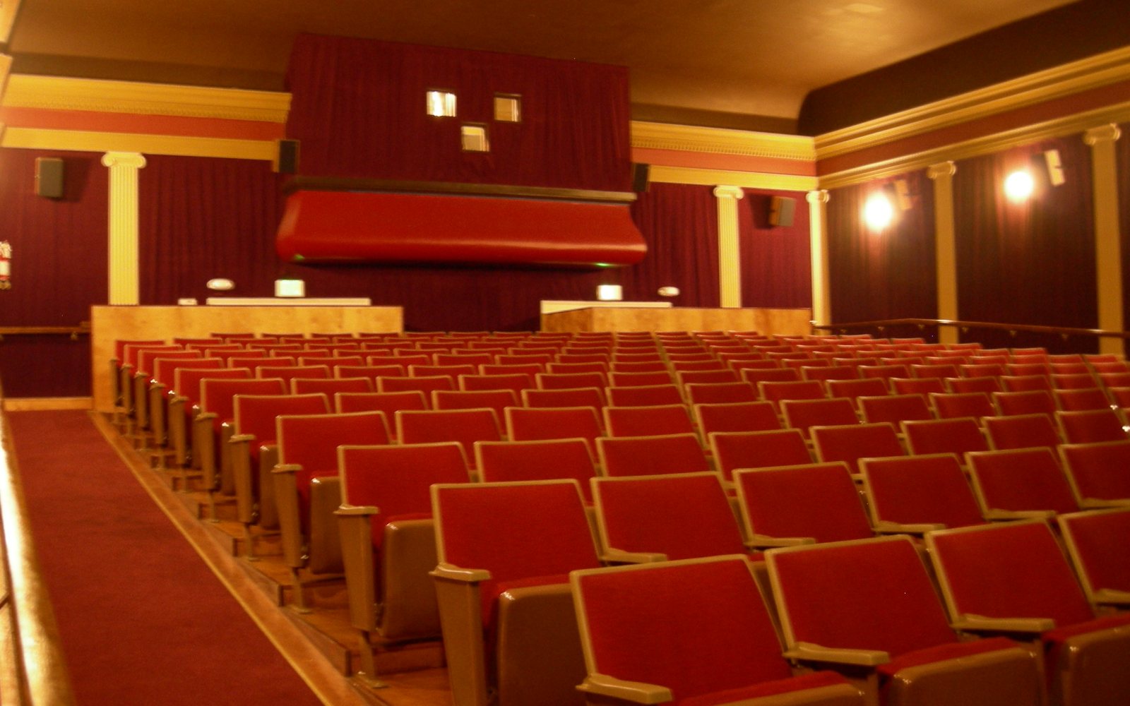 Rows of seats in a movie theater