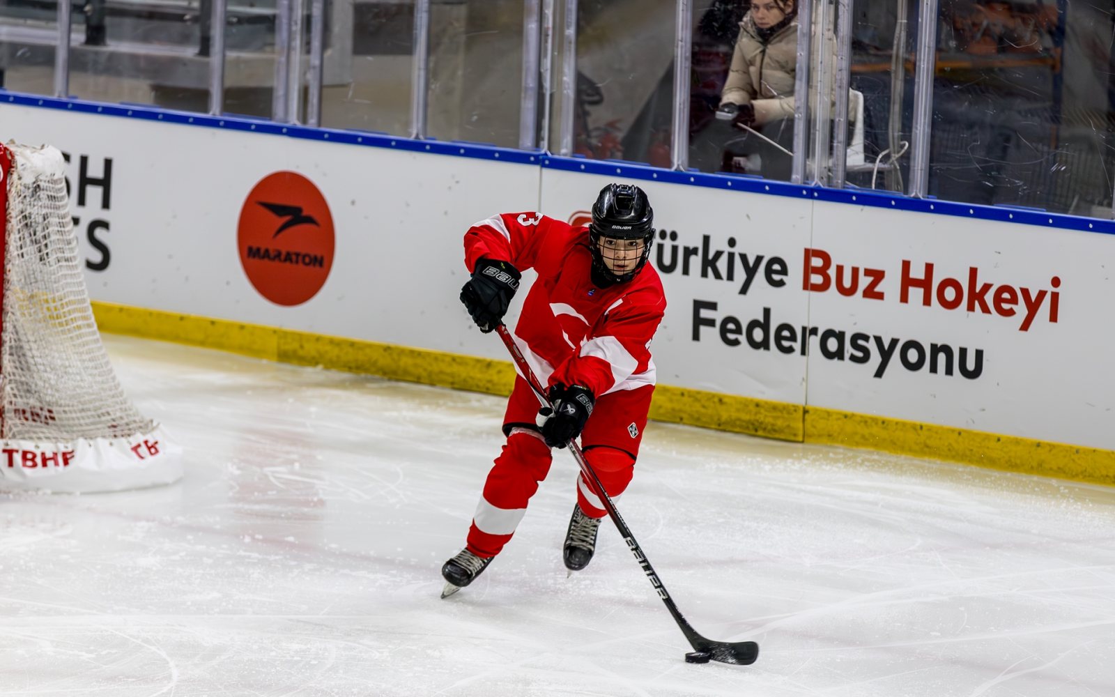 Ice hockey goal on a rink